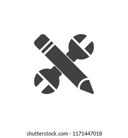Wrench and pencil vector icon. filled flat sign for mobile concept and web design. Rectification simple solid icon. Symbol, logo illustration. Pixel perfect vector graphics