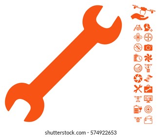 Wrench pictograph with bonus nanocopter tools clip art. Vector illustration style is flat iconic symbols on white background.