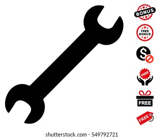 Wrench pictograph with free bonus pictures. Vector illustration style is flat iconic symbols, intensive red and black colors, white background.