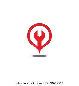 wrench pin location service symbol icon vector 