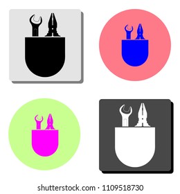 wrench and pliers. simple flat vector icon illustration on four different color backgrounds