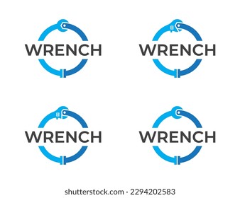 Wrench Plumbing Logo Concept icon sign symbol Design Element. Construction Building, House, Plumbing Service, Home Repair, Mechanic Services Logotype. Vector illustration template