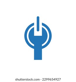 Wrench power button modern creative logo