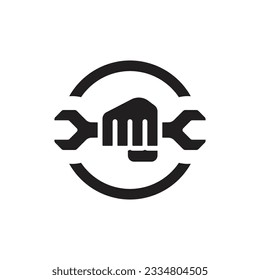 Wrench Punch Filled Icon Vector Illustration