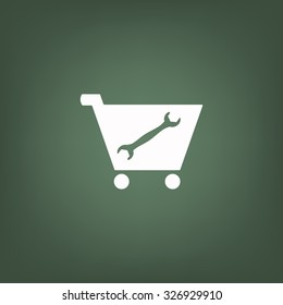 wrench, put in shopping cart. icon. vector design