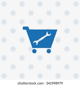 wrench, put in shopping cart. icon. vector design