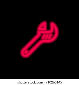 Wrench red glowing neon ui ux icon. Glowing sign logo vector