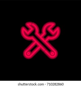 Wrench red glowing neon ui ux icon. Glowing sign logo vector
