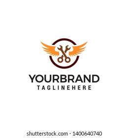 wrench repair logo design concept template vector