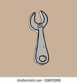Wrench repair tool cartoon vector
