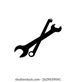 Wrench and Repair Tools Silhouette Icon Set Vector Illustration for Maintenance and Construction Projects