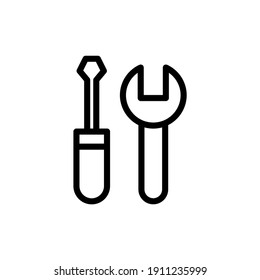wrench repair vector line icon