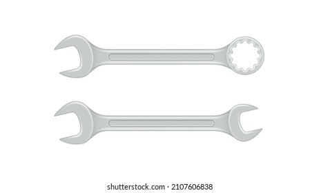 Wrench and ring wrench isolated on white background. Vector illustration.