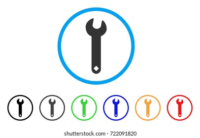 Wrench rounded icon. Style is a flat wrench gray symbol inside light blue circle with black, gray, green, blue, red, orange variants. Vector designed for web and software interfaces.