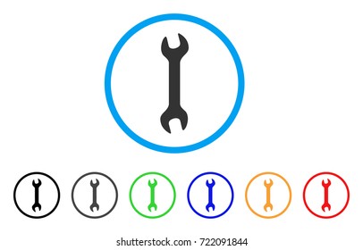 Wrench rounded icon. Style is a flat wrench gray symbol inside light blue circle with black, gray, green, blue, red, orange variants. Vector designed for web and software interfaces.