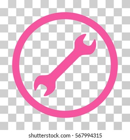 Wrench rounded icon. Vector illustration style is flat iconic symbol inside a circle, pink color, transparent background. Designed for web and software interfaces.