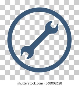 Wrench rounded icon. Vector illustration style is flat iconic symbol inside a circle, blue color, transparent background. Designed for web and software interfaces.