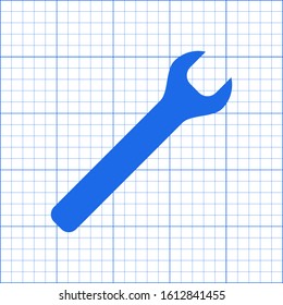 Wrench and scale paper on white