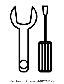 Wrench and scredriver constrution tools icon, vector illustration graphic.