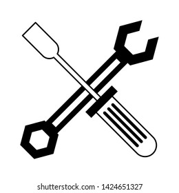 Wrench and scredriver crossed construction tools vector illustration graphic design