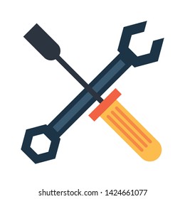 Wrench and scredriver crossed construction tools vector illustration graphic design