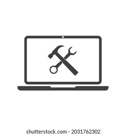 Wrench and scredriver crossed construction tools. Help and support icon. Simple line style for web template and app. Vector illustration design on white background. Editable stroke EPS 10