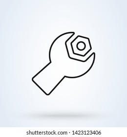 wrench screw. Line art Simple vector modern icon design illustration.