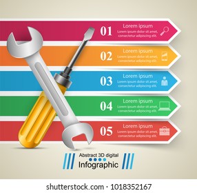 Wrench, screw, repair icon Business infographic Vector eps 10