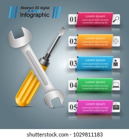Wrench, screw, repair icon Business infographic Vector eps 10