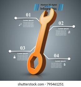 Wrench, screw, repair icon Business infographic Vector eps 10