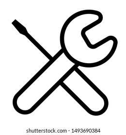 wrench and screw thin line vector icon