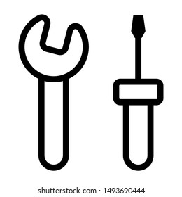 wrench and screw thin line vector icon