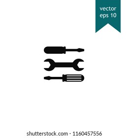 Wrench, screwdriver, adjustable tool vector icon