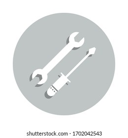 wrench, screwdriver badge icon. Simple glyph, flat vector of Business icons for ui and ux, website or mobile application