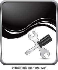 wrench and screwdriver black wave background