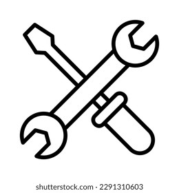 wrench and screwdriver construction outline icon vector illustration