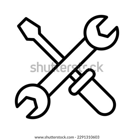 wrench and screwdriver construction outline icon vector illustration