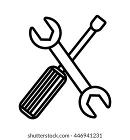 Wrench and screwdriver construction tools on white background, isolated icon.