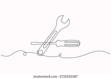 Llave y destornillador de línea continua de arte herramientas de reparación modernas
