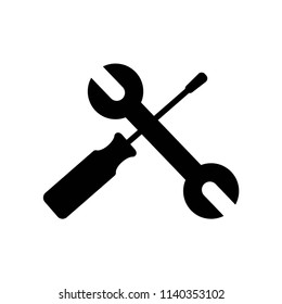 Wrench and Screwdriver Crossed icon vector icon. Simple element illustration. Wrench and Screwdriver Crossed symbol design. Can be used for web and mobile.