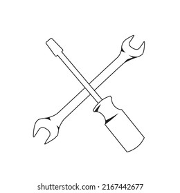 wrench and screwdriver crossed symbol vector design