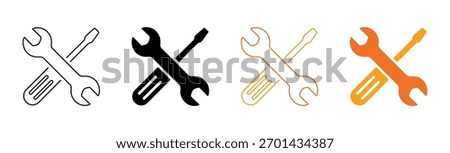 Wrench and screwdriver crossed tool icon symbol representing repair and maintenance service vector illustration on transparent background