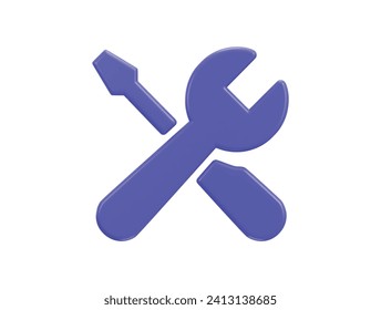 wrench and screwdriver fix and repair concept 3d vector icon illustration