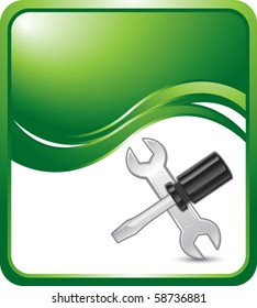 wrench and screwdriver green wave backdrop
