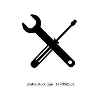 Wrench, screwdriver and hammer. Hardware tools.. Tools icon isolated on white background

