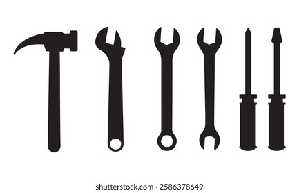 Wrench, Screwdriver, and hammer icon set, repair icon set.