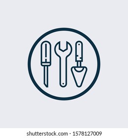 Wrench, screwdriver and hammer. Tools icon isolated on white background
