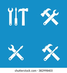 Wrench , screwdriver and hammer. Tools icon set . Vector illustration