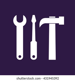 Wrench , screwdriver and hammer. Tools icon . Vector illustration