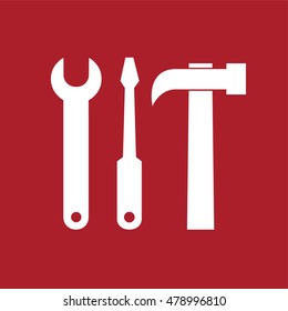 Wrench , screwdriver and hammer. Tools icon . Vector illustration